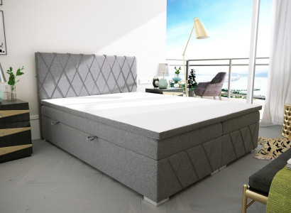 Doppel Luxus Grau Boxspringbett Design Bett Polsterbett Schlafzimmer Textil
